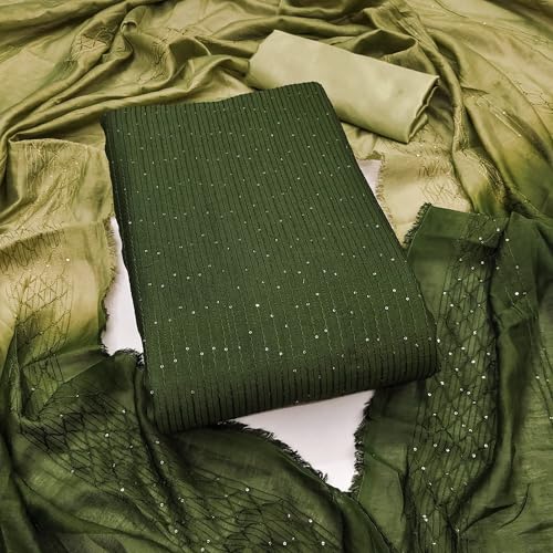 Image of Pandadi Saree Women's Soft Chanderi Embroidery Work Unstitched Salwar Suit Dress Material