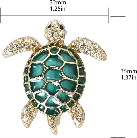 Sea Turtle Brooch Pins for Women, 4Pcs, Gold Tone | Crystal Rhinestones, Marine Animals Design, Lapel Pins, For Wife, Sisters, Friends, Daily Wear or Dating