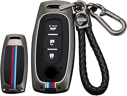 ontto Funda de llave de 3 botones con llavero compatible con Nissan 2023, funda inteligente de metal para llaves de automóvil para Pathfinder Kicks