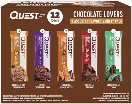 Quest Nutrition Chocolate Lovers Variety Pack, High Protein, Low Carb, Gluten Free, Keto Friendly, 12 Count