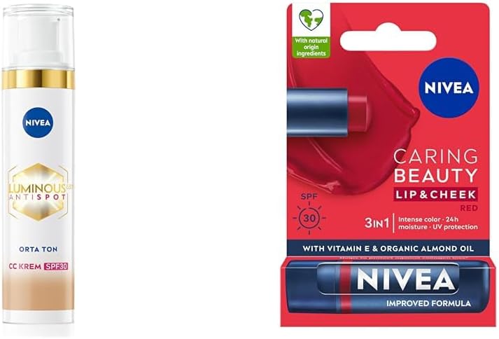 NIVEA SPF30 Luminous630 Leke Karşıtı CC Krem 40ml, Orta Ton, Kırmızı Renk Dudak Bakım Kremi