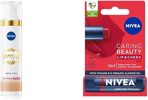 NIVEA SPF30 Luminous630 Leke Karşıtı CC Krem 40ml, Orta Ton, Kırmızı Renk Dudak Bakım Kremi