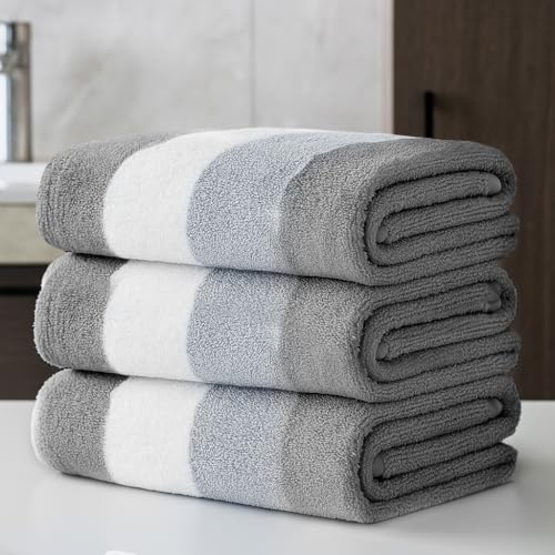 Velosso 3 Pack 100% Cotton Striped Multi Supreme Cotton Towels Hand Bath Towel, Quick-Dry, Soft Absorbent, Striped Design Hotel Spa, Fade Resistant (Grey, Hand Towels) - Cosy Home Interiors Velosso 3 Pack 100% Cotton Striped Multi Supreme Cotton Towels Hand Bath Towel, Quick-Dry, Soft Absorbent, Striped Design Hotel Spa, Fade Resistant (Grey, Hand Towels) - Image 4