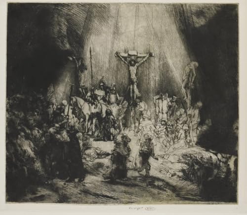 Tableau d'art Les Trois Croix de Rembrandt impression sur toile haut de gamme 60x90cm