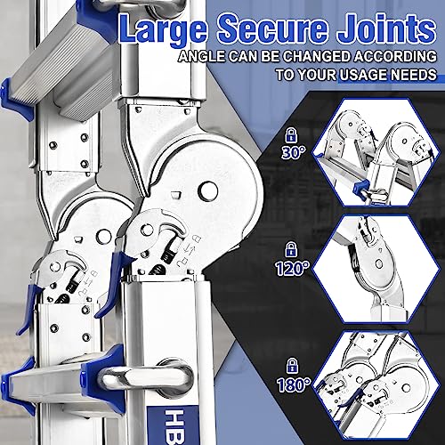 HBTower-Ladder-A-Frame-4-Step-Extension-Ladder-14-Ft-Multi-Position-Ladder-with-Removable-Tool-Tray-and-Stabilizer-Bar-330-lbs-Capacity-Telescoping-Ladder-for-Household-and-Outdoor-Work