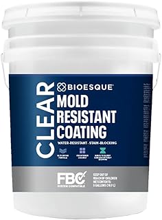 Bioesque Mold Resistant Coating, Water-Resistant, Stain-Blocking, Fast-Drying Formula, Clear, 5 Gallon (Pack of 1)