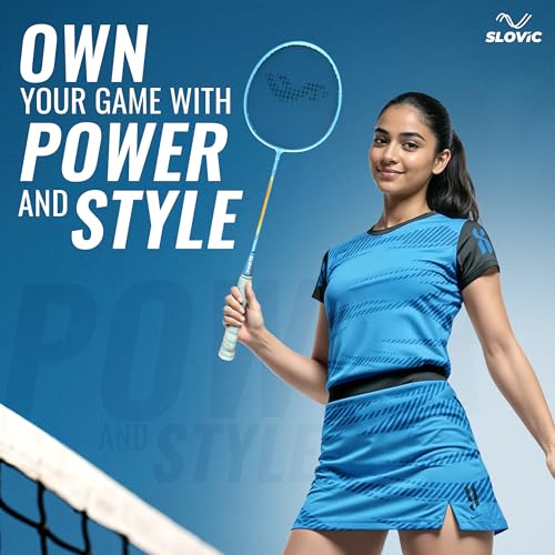 Image of Slovic Badminton Racket for Men & Women | Lightweight Racket with Nylon String Net & Cover | Ergonomic Handle with G3 Size Grip | Badminton Racket Ideal for Beginners & Intermediates