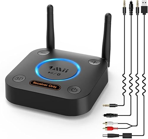 1Mii B06Pro Bluetooth 5.1 HiFi Empfänger, Kabelloser Audio Adapter mit Großer Reichweite, aptX Low Latency & 3D Surround, Optisch/Koaxial/3,5mm AUX für Stereoanlage & Lautsprecher
