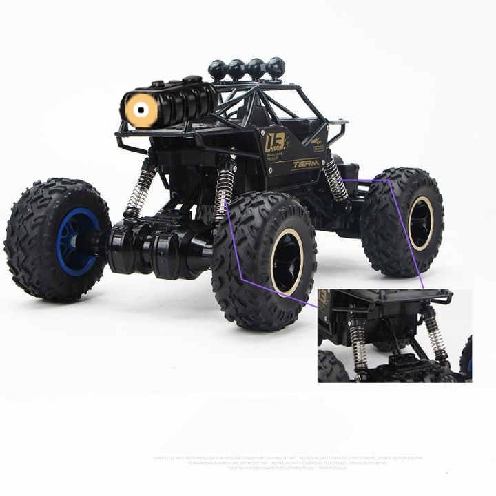 Image of 4x4 Water Spray RC Car for Kids | Monster Off-Road Remote Control Truck | LED Lights, Smoke Mist Spray, Shock-Absorption Suspension | Rechargeable Racing Car Toy for Boys (Black silver gold)