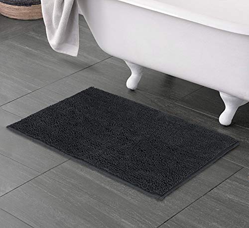 Welhome Alfombra de baño de Microfibra de Chenilla Altamente Absorbente - Suave y Gruesa - Respaldo Antideslizante - Durable - Lavable a máquina - Juego de 2-50 x 80 cm - Grey Pewter