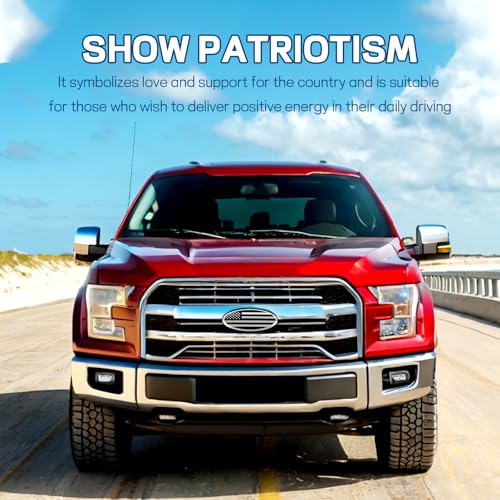 Image of Front Grille American Flag Emblem, 9 Inch US Flag Oval Emblem, Aluminum Front Grill Rear Tailgate Badge Nameplate Replacement for F150 F250 F350, 11-14 Edge, 11-16 Explorer