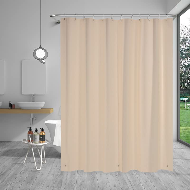 AmazerBath Shower Curtain Liner, 72x72 Tan Shower Curtain Liner, Cute Plastic Shower Curtain Liner, Lightweight Waterproof PEVA Khaki Shower Curtains for Bathroom with Magnets and 12 Grommet Holes - 10