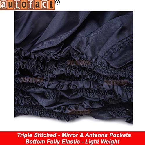 Image of Autofact Car Body Cover for New Hyundai Elite I20 2021 Onwards (Mirror Pocket, Premium Fabric, Triple Stiched, Fully Elastic, Orange /Blue Color)