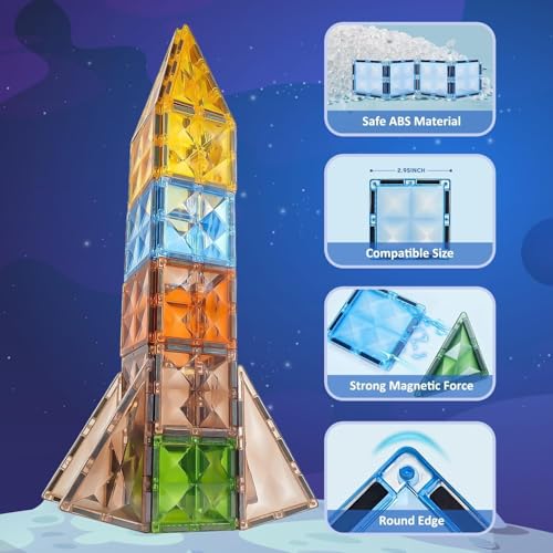 Image of Magnetic Tiles, 28Pcs 3D Magnet Building Tile Set, Magnetic Building Blocks, Stem Learning And Playing Toys For Kids, Montessori Toy For Preschool Boys Girls Toddlers Classroom Must-Haves