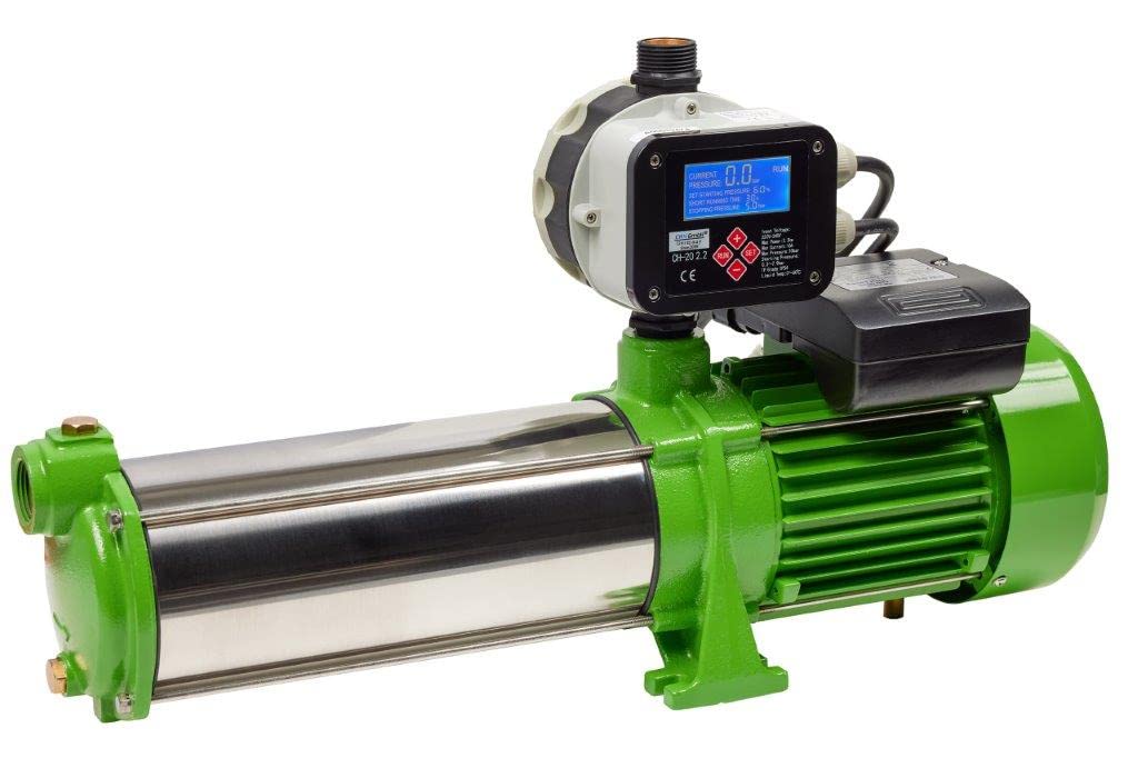 Gartenpumpe Edelstahl 2,2 Kw 11 Bar 8600 L/h Kreiselpumpe mit Drucksschalter/Trockenlaufschutz einstellbar