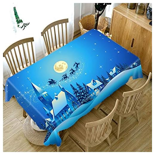 XXDD Anpassningsbar julbordsduk blå julkvällsmönster tjock nyårsduk heminredning A1 150 x 210 cm