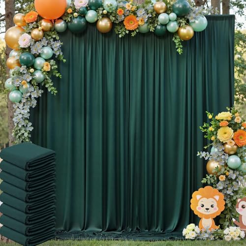 Rideau de fond vert chasseur infroissable en polyester soyeux pour décor de mariage