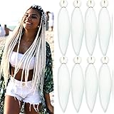 jiefeng 8 Bundles Pre stretched Braiding Hair Extensions for Women 20 Inches Yaki Texture Professional Crochet Twist Braids Hair Synthetic Hair for Braids (20', white)…