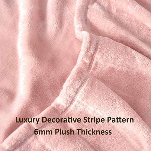 Bertte Throw Blanket Super Soft Cozy Warm Blanket 330 GSM Lightweight Luxury Fleece Blanket for Bed Couch- 50"x 60", Pink