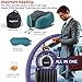 napfun Neck Pillow for Traveling, Upgraded Travel Neck Pillow for Airplane 100% Pure Memory Foam Travel Pillow for Flight Headrest Sleep, Portable Plane Accessories, Teal Striped Kit