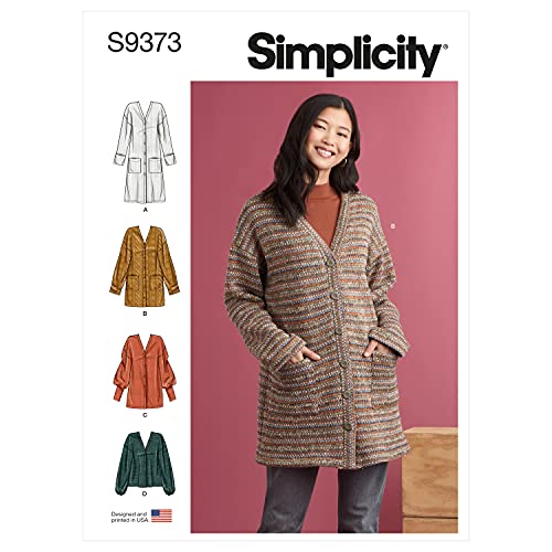 Simplicity Sewing Pattern S9373 Misses' Knit Cardigans, XXS-XS-S-M-L-XL-XXL