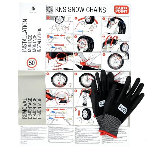 Cadenas para nieve CARPOINT para evitar patinar en carreteras heladas con maletero limpio 7