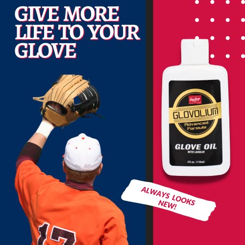 Glovolium Baseball Glove Oil Breakin Kit - (Softball & Baseball Mitt Glove Conditioner Oil) - Bottle Bundled With Covey's Application Cloth To Break In Baseball & Softball Gloves (Regular, 4 Oz.) #TOP2