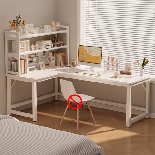 Moderno escritorio para juegos en forma de L con tablero perforado y estantes de almacenamiento, escritorio grande de esquina para computadora en casa, oficina, mesa de tocador para escribir, estudiar