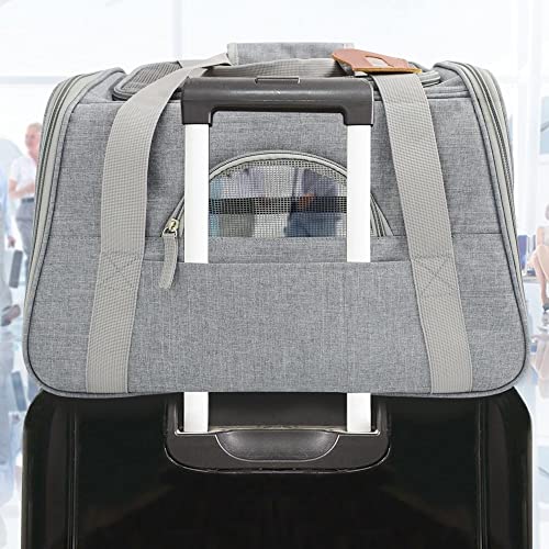 Bolsa De Transporte Pet Avião Para Cães E Gatos Luxo Bem Ventilada Segura Confortável (AZUL) (CINZA)