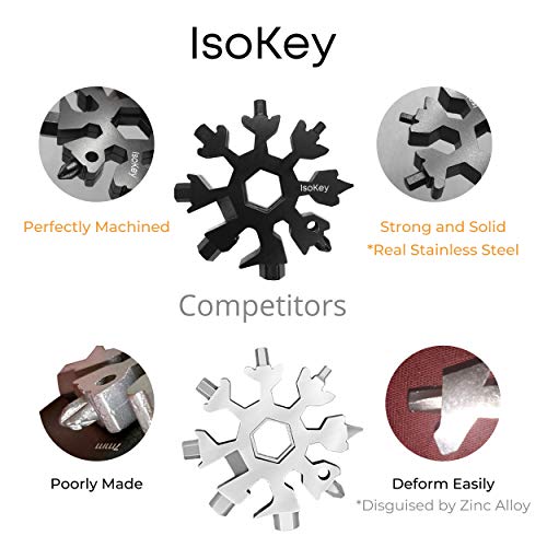IsoKey Snowflake Multitool High Grade Stainless Steel 18 in 1 Multitool | Keychain | Screwdriver