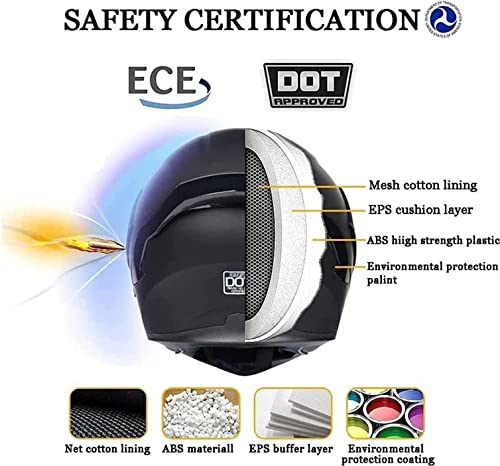 Casque de moto intégral Bluetooth anti-collision certifié ECE avec double miroir - 3