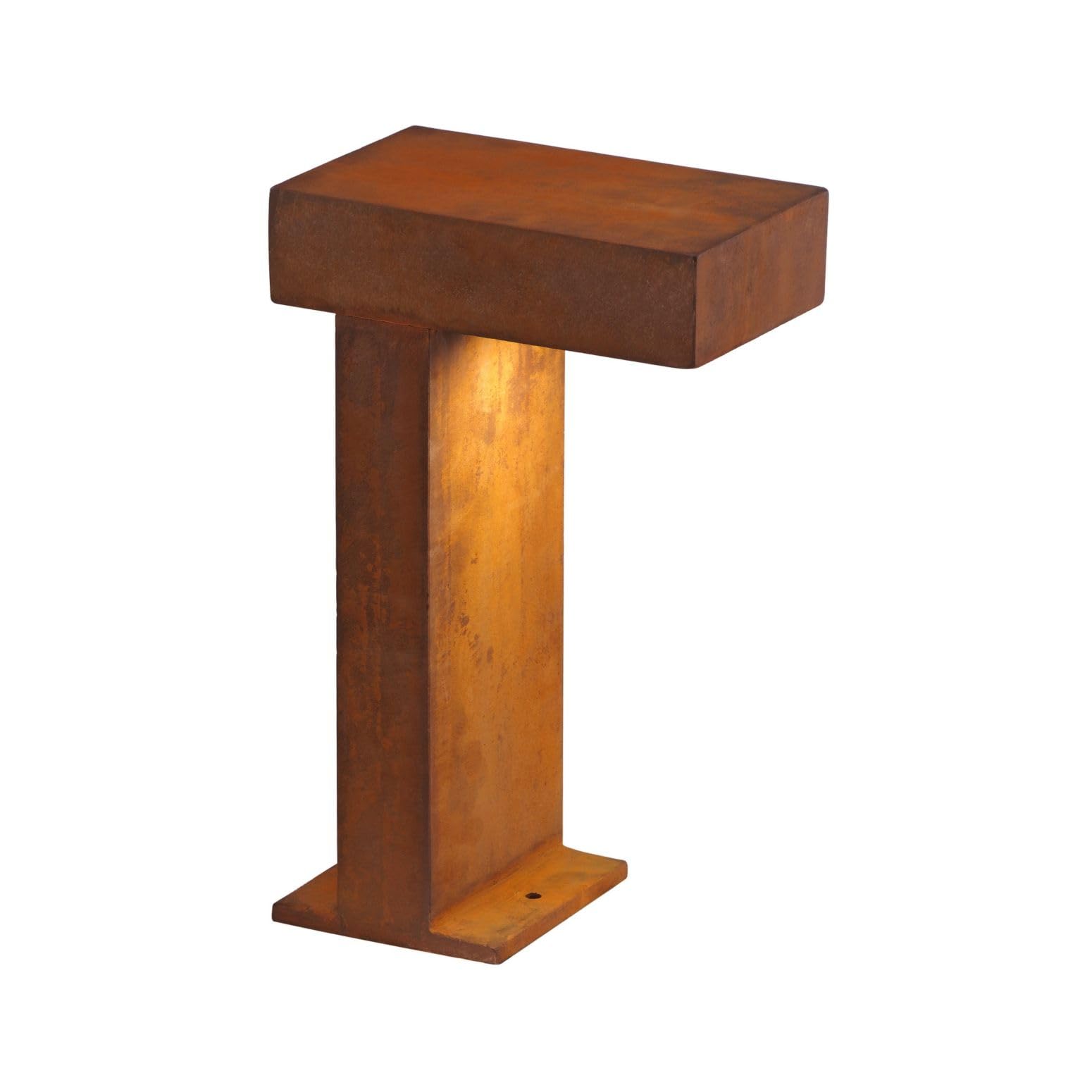 SLV RUSTY PATHLIGHT lampe sur pied extérieure GX53 acier rouillé FeCSi IP44 H40cm – éclairage direct pour jardin, allées, terrasse – style unique, ampoule non incluse, design rectangulaire