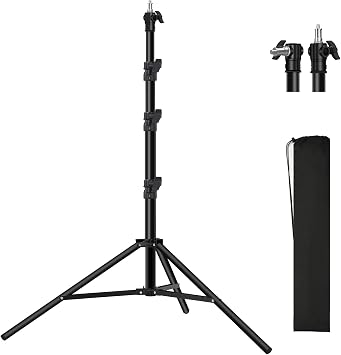 Heavy Duty Light Stand 9.8ft /3m Photography Tripod Light Stand Metal Adjustable Spring Cushioned with Carry Bag 1/4 to 3/8 Universal Screw for Photography LED Video Light, Ring Light, Monolight