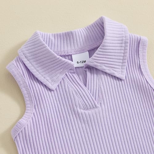 Image of BeQeuewll Toddler Baby Girl Summer Clothes Daisy Flower Girl Outfit Knit Shirt Mini Pleated Skirts Set Outfits for Grils1-4T (Purple, 3-4 Years)