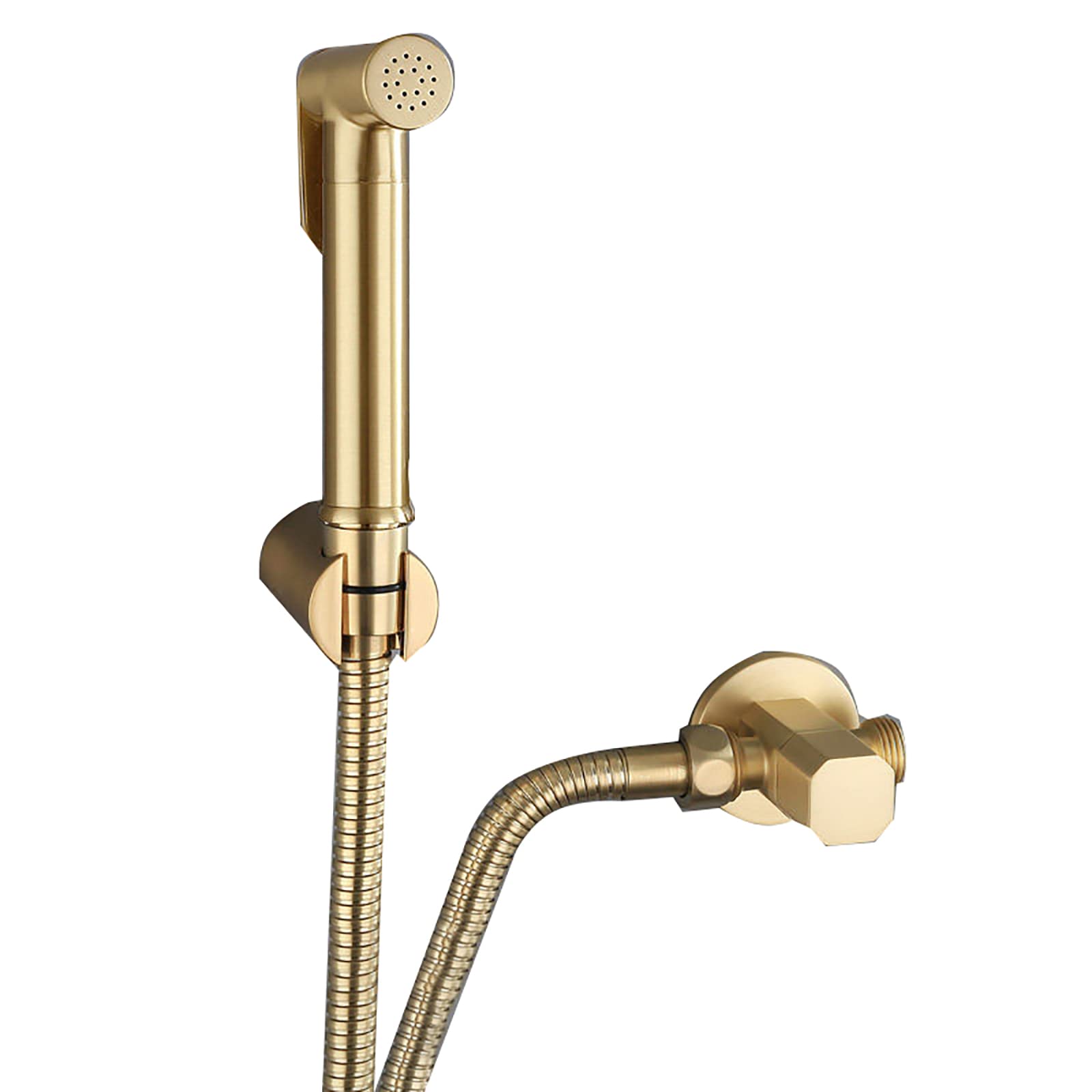 1 Bidet-Sprühgerät for Toilette mit Eckventil | Hand-Bidet-Sprühset aus gebürstetem Goldmessing zur Wandmontage for Damenhygiene beim Baden von Haustieren