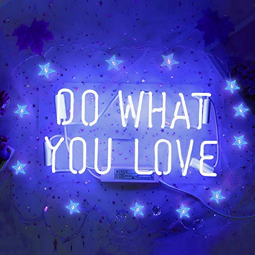 Neon Signs Do What You Love Blue Neon Light Sign Real Neon Sign Wall Sign Neon Lamp Art Decorative Light Signs Neon Words Custom for Home Bedroom Room Decor Office Halloween Party Wedding Holidays