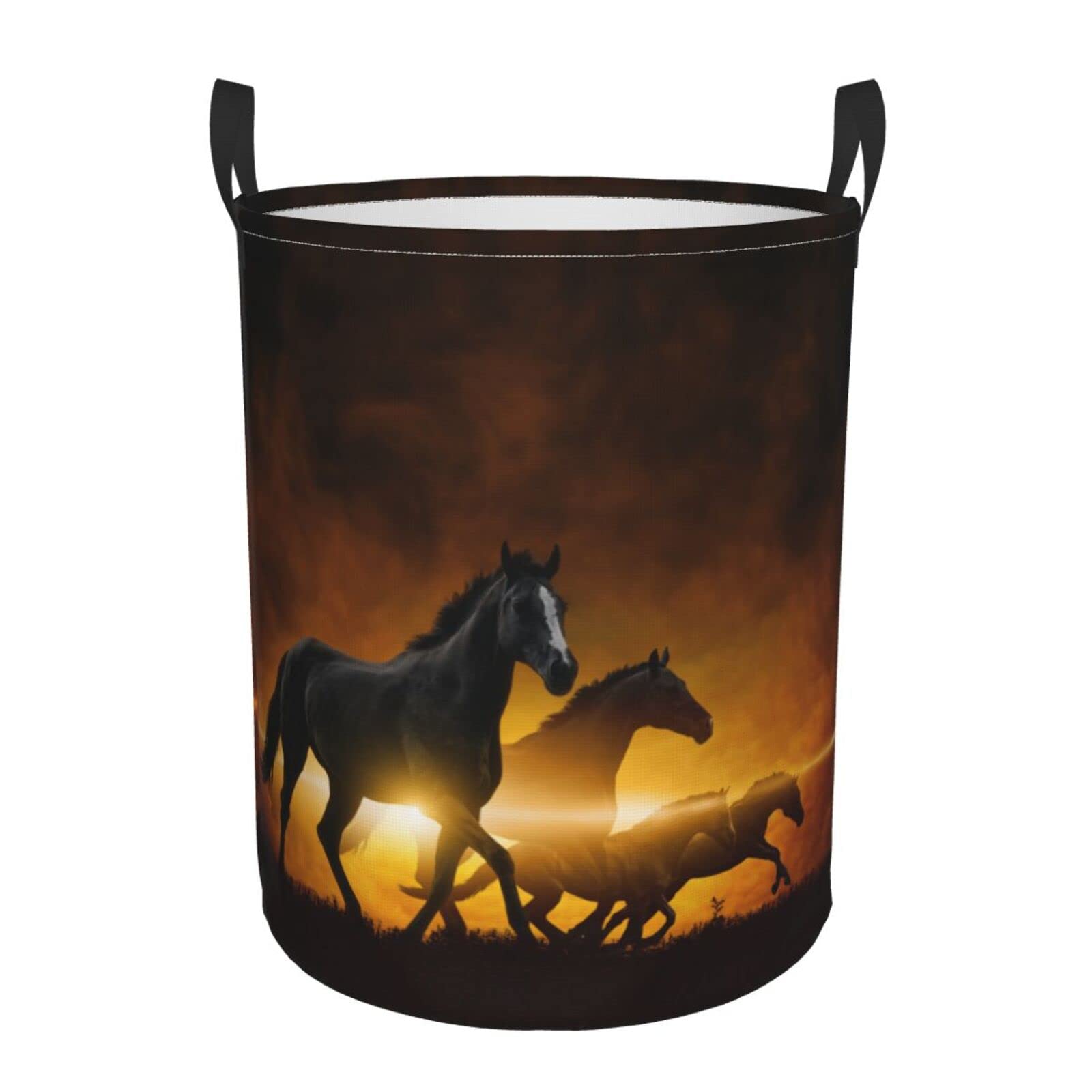 Panier à linge pliable chevaux noirs pour ranger les jouets et désencombrer la maison