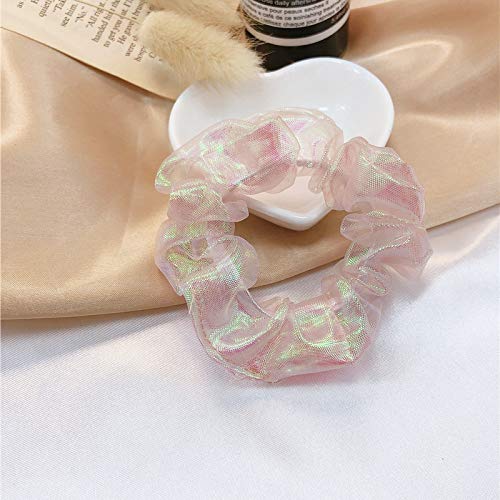 6 Pack Shiny Mermaid Mesh Hair Scrunchies Rich Tones Organza Scrunchy Bobbles Elastic Hair Bands Ties Hair Accessories For Girls #TOP2