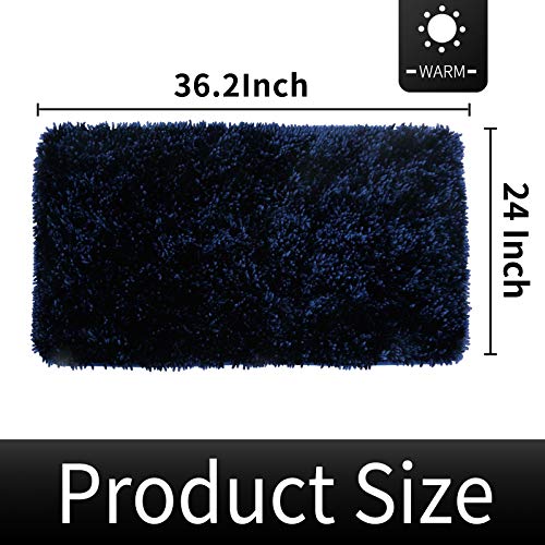Image of Yimobra Large Bathroom Rug Non Slip 36x24 Inch, Extra Thick Soft Absorbent Chenille Bath Mat, Machine Washable Quick Dry Bath Rugs for Bathroom Floor, Tub and Shower, Home Decor Accessories, Dark Blue