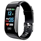 IP67 Waterproof Color Screen Fitness Tracker, BWXON Smart Bracelet with Heart Rate/Blood Pressure Monitor,Distance/Calorie/Step Counter, 0.96 Inches IPS Display Pedometer GPS Smart Watch(Black)
