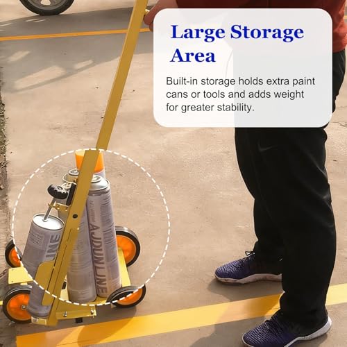 Aplicador de marcado de línea – Carrito de marcadores de pintura de ancho ajustable para un marcado eficiente de superficies y rayas de seguridad