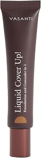 VASANTI Oil-Free Foundation & Concealer in 1 - Liquid Cover-Up (V3) - Full Matte Coverage Long Lasting Paraben-Free Vegan Friendly Makeup