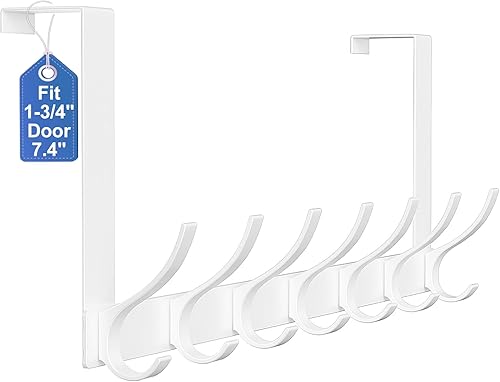 Ganchos para colgar sobre la puerta, colgador de puerta resistente, gran toallero para colocar sobre la puerta con 12 ganchos, resistente y fácil de