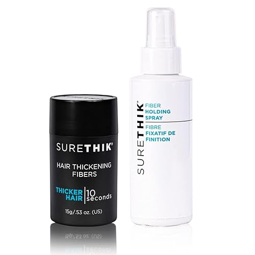 SureThik Paquete de fibra engrosadora para el cabello de 0.53oz (negro) y spray de sujeción (4 onzas) disponible en Yaxa Costa Rica