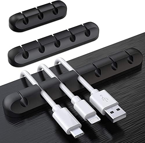 SOULWIT® Klipsy do uchwytu kabli, 3-pak kabel zarządzania kablami organizator klipsy samoprzylepny do kabla ładowania USB kabel zasilający mysz kabel przewód PC biuro dom