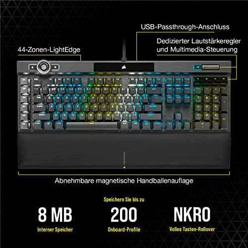 CORSAIR TECLADO (ALEMAN) K100 RGB OPTISCH-MECHANISCH OPX BLACK - Tastiera gaming - Immagine 9