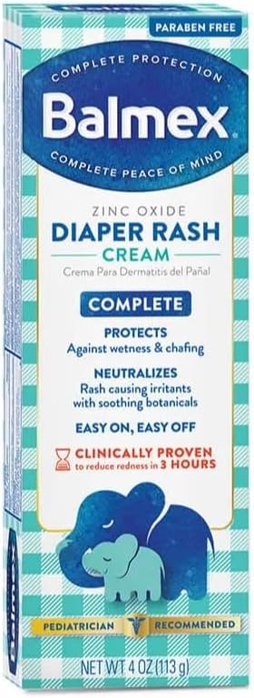 Balmex Diaper Rash Cream With Zinc Oxeie & Vitamin E, 4 Oz/ 2 Pack