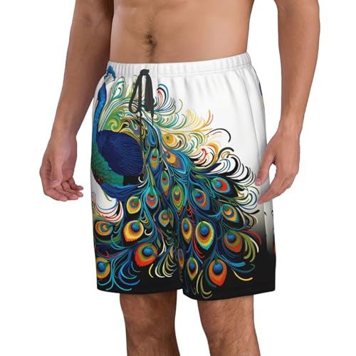 Men's Swim Trunks Quick Dry Board Shorts Mens Bathing Suit Swimsuits Peacock Pattern Beach Shorts with Pockets3