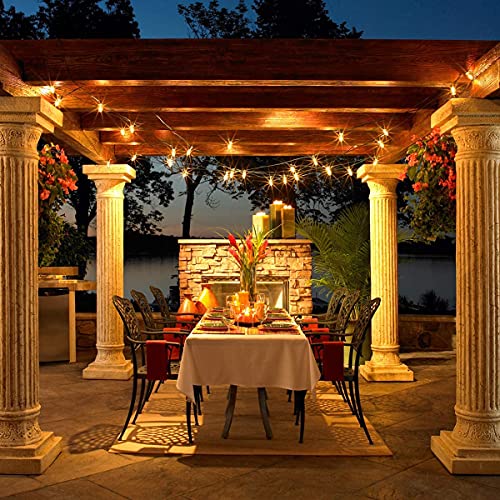 Image of 25FT C7 LED Christmas Lights Outdoor, C7 Warm White Christmas String Light with 27 LED Bulb, Hanging Vintage Christmas Lights UL Listed for Patio Backyard Party Tree Roofline House Xmas Decorations