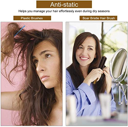 Round Hair Brush Boar Bristle Wooden Hair Brush For Women Blow Drying Handle Anti Static Hairbrush For Hair Styling, Drying, Curling… #TOP3